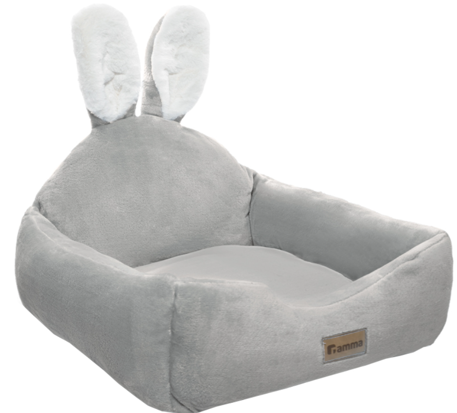 Лежанка квадратная "Зайка", серая, 500*500*220мм