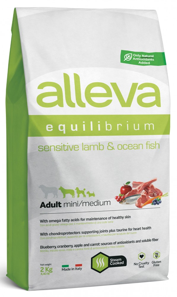 Корм Alleva Equilibrium Sensitive Adult Mini &amp; Medium Lamb &amp; Ocean Fish для собак малых и средних пород, ягненок и океаническая рыба, 2 кг