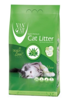 Наполнитель для кошек Van Cat комкующийся с ароматом Алое вера 15 кг