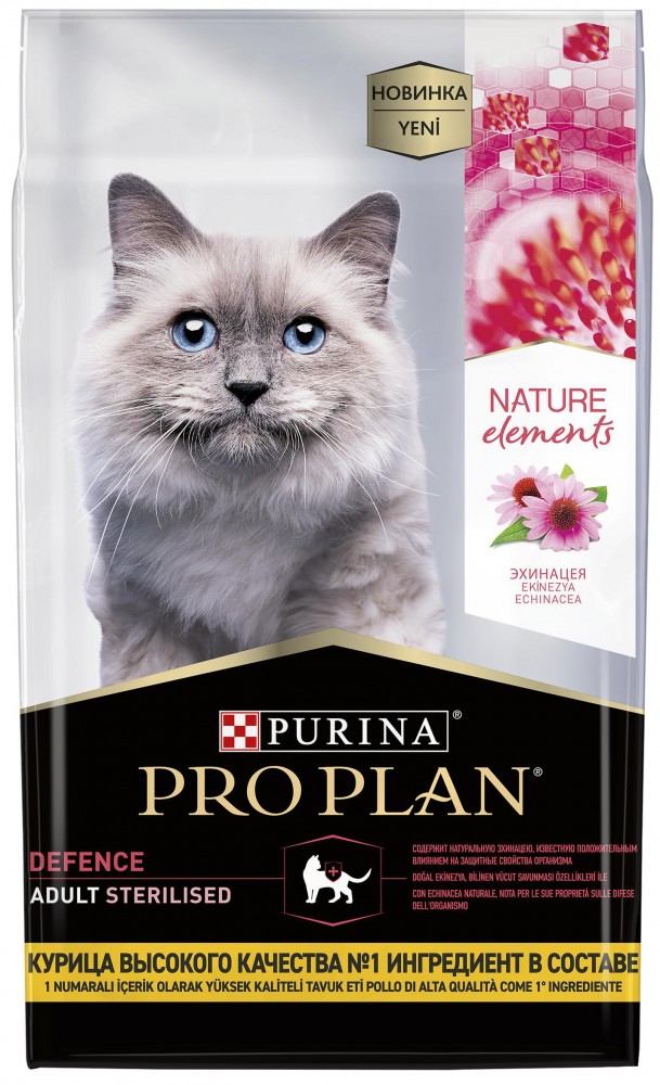 Корм PRO PLAN Nature Elements для стерилизованных кошек, для поддержания иммунитета, с курицей 1,4 кг