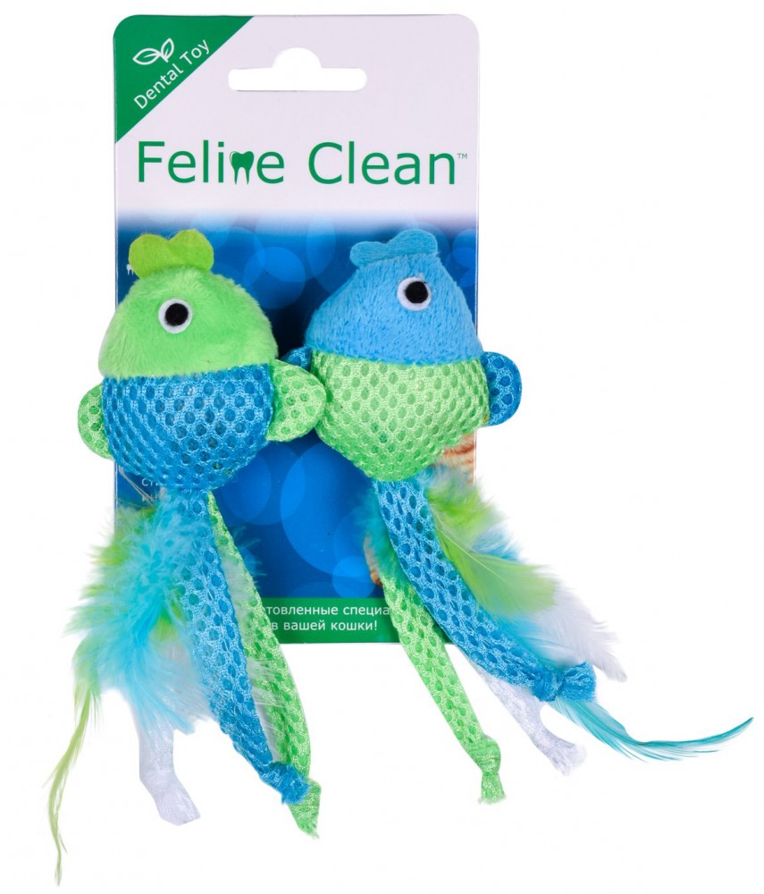 Feline Clean (Aromadog) игрушка для кошек &quot;Рыбка&quot;, лента и перья, 2 шт