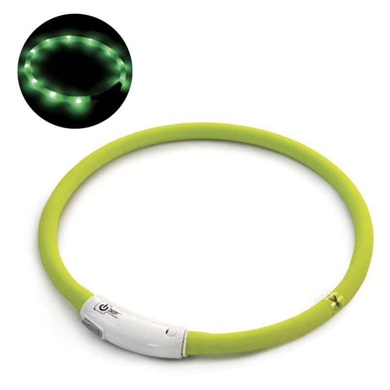 Ошейник светодиодный "Шнурок" S (заряжается от USB), салатовый, 10*500мм