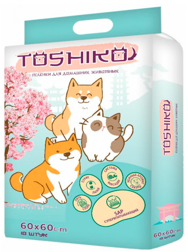 Toshiko впитывающие пеленки для животных, с ароматом сакуры, 60х60 см, 10 шт