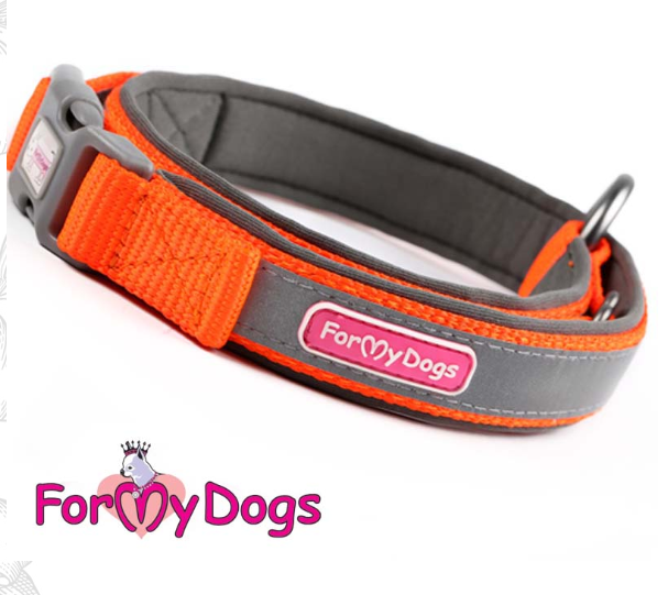 Ошейник ForMyDogs оранжевый светоотражающий (L)