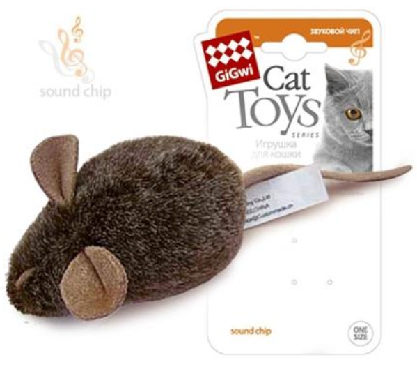 GiGwi игрушка для кошек Мышка, с электронным чипом, 15 см
