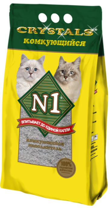 Наполнитель N1 Crystals Комкующийся для кошек, 5 л, 4.2 кг