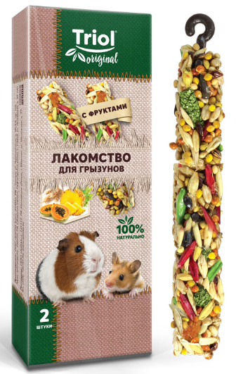 Лакомство Triol Original для грызунов с фруктами (уп.2шт.), 50г