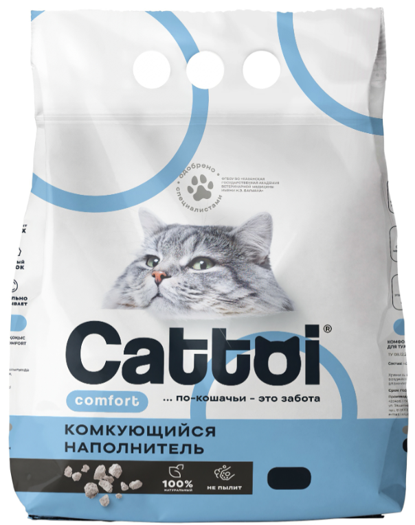 Наполнитель Cattoi Comfort для кошек, комкующийся, 7 л, 3 кг