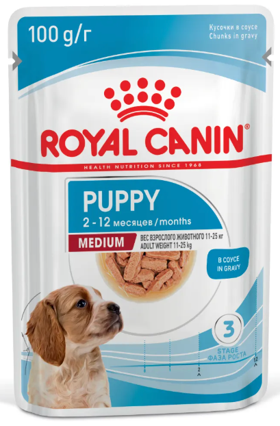 Влажный корм Royal Canin для ЩЕНКОВ средних пород 140 г: СОУС