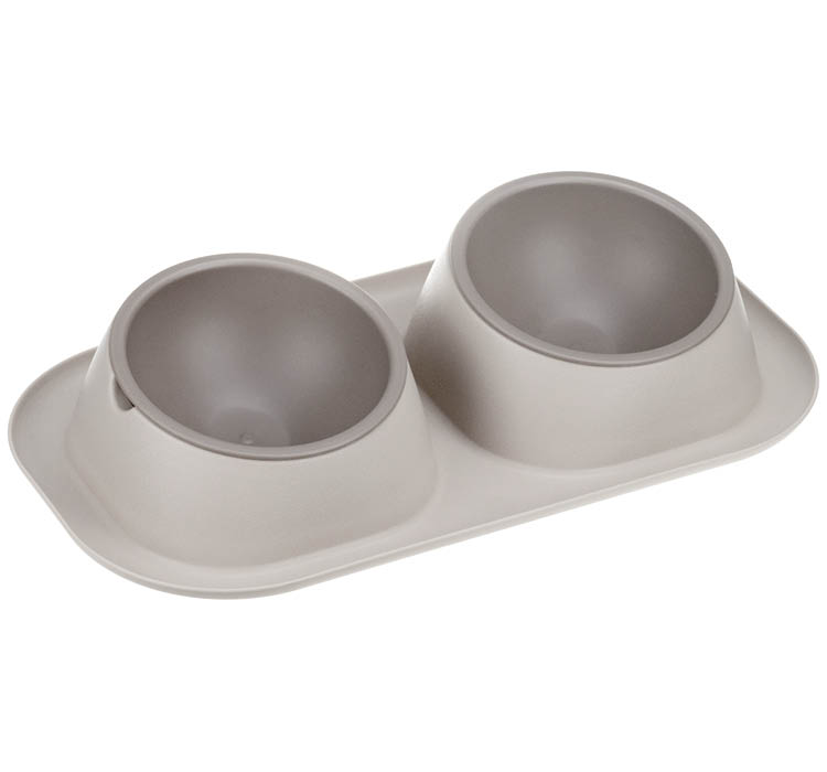 Миски пластиковая Моськи авоськи для животных двойная ТВИКС 0,2 л капучино