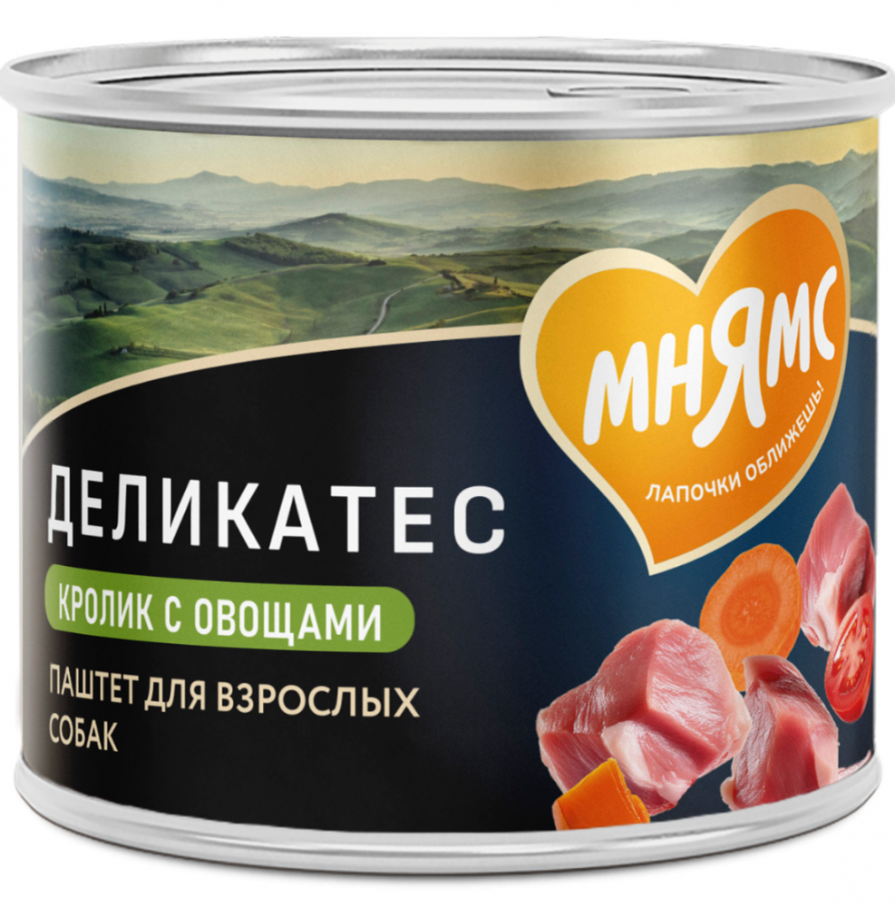 Консерва Мнямс Деликатес из кролика с овощами "Касуэла по-мадридски" для собак 200 г: ПАШТЕТ соб