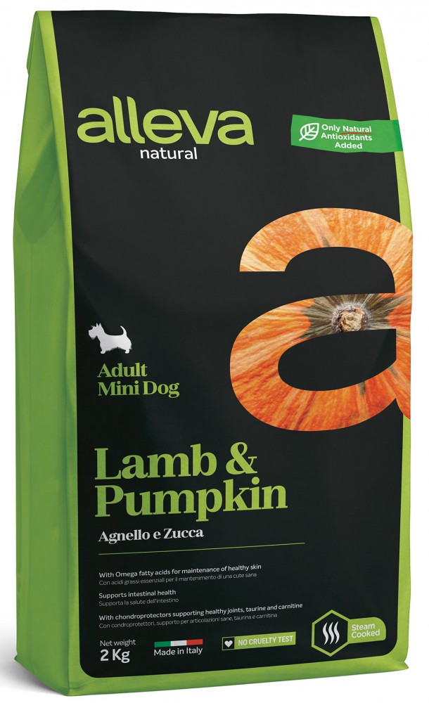 Корм Alleva Natural Adult Mini Lamb &amp; Pumpkin для собак малых пород, ягненок и тыква, 2 кг