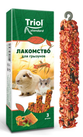 Лакомство Триол для грызунов с мёдом (уп. 3 шт), 80г, Standard