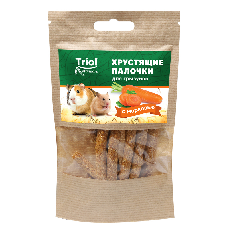 Лакомство Триол хрустящие палочки для грызунов с морковью, 30г, Тriol Standard