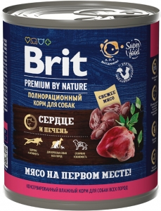 Консервы для собак Brit с сердцем и печенью 850 г