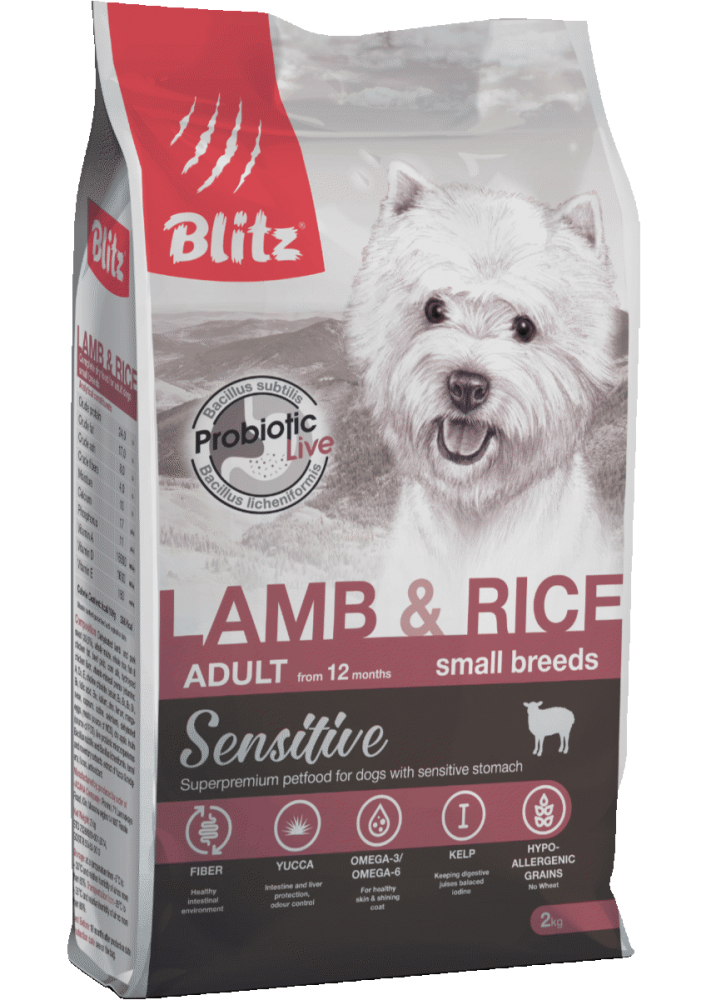 Корм Blitz Sensitive Lamb &amp; Rice Small Breeds для собак малых пород, с ягненком и рисом 1,8 кг