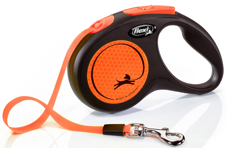 Рулетка Flexi New Neon S лента 5 м до 15 кг Оранж