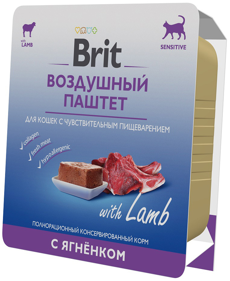 Корм Brit Sensitive Lamb (паштет) для кошек с чувствительным пищеварением, с ягненком, 100 г
