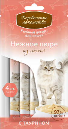 Лакомство для кошек Деревенские лакомства Нежное пюре 4шт*10г