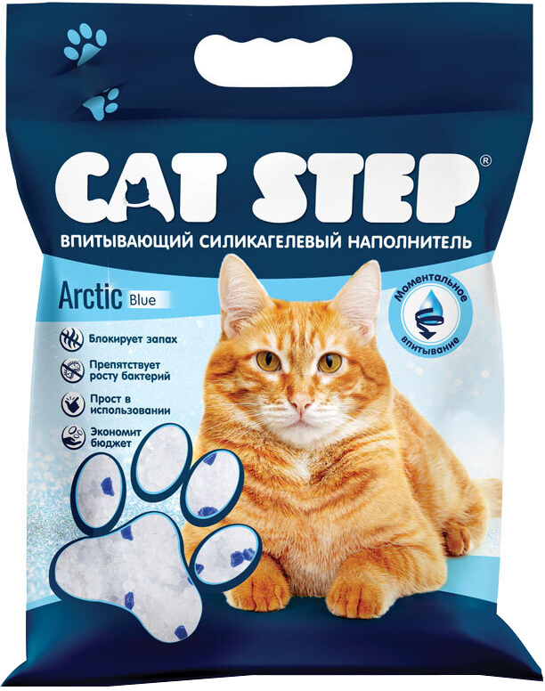 Наполнитель CAT STEP Arctic Blue, впитывающий, силикагелевый, 3.8 л, 1.77 кг