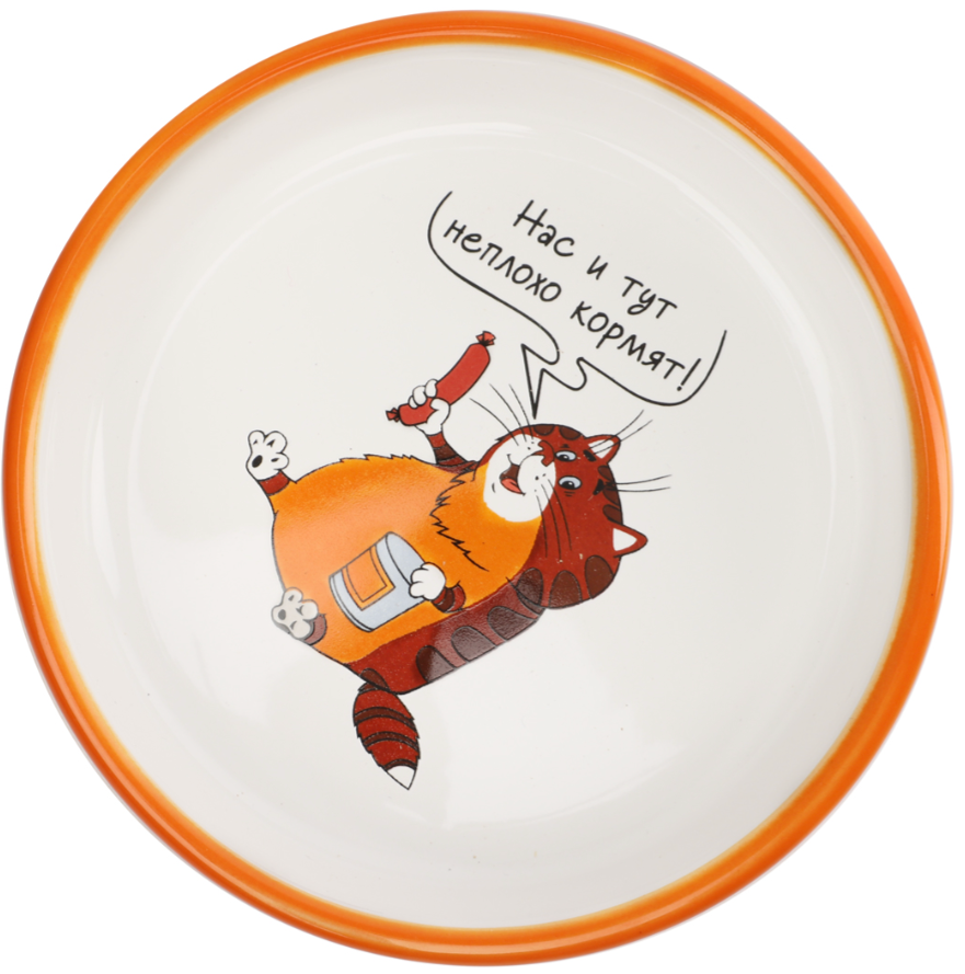 Triol СОЮЗМУЛЬТФИЛЬМ Миска для животных керамическая "Сытый кот", 0.35л