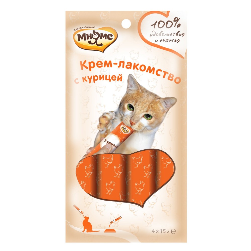 Лакомство для кошек Мнямс Крем с курицей 15г 4шт