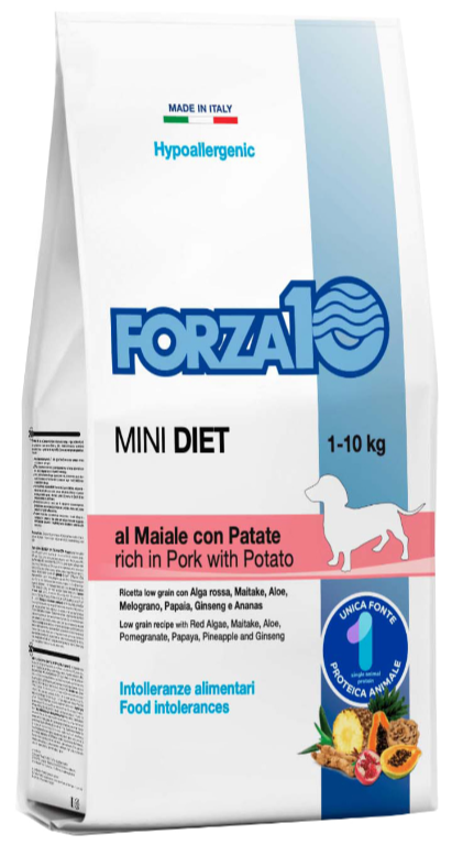 Корм Forza10 Mini Diet Hypoallergenic Pork & Potatoes для собак малых пород, гипоаллергенный, свинина с картофелем, 1.5 кг
