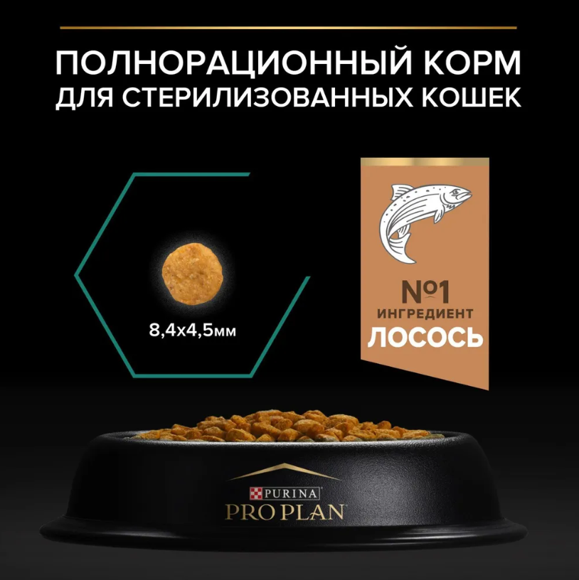 Корм Purina Pro Plan Sterilised при стерилизации и кастрации с лососем для кошек 400 г