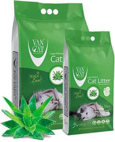 Наполнитель для кошек Van Cat комкующийся с ароматом Алое вера 5 кг