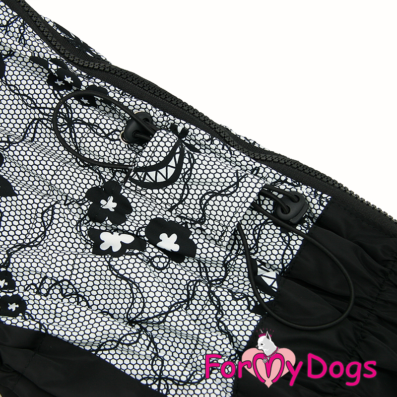ForMyDogs Комбинезон ДОЖДЕВИК Кружево черный для девочек B1 40*70см